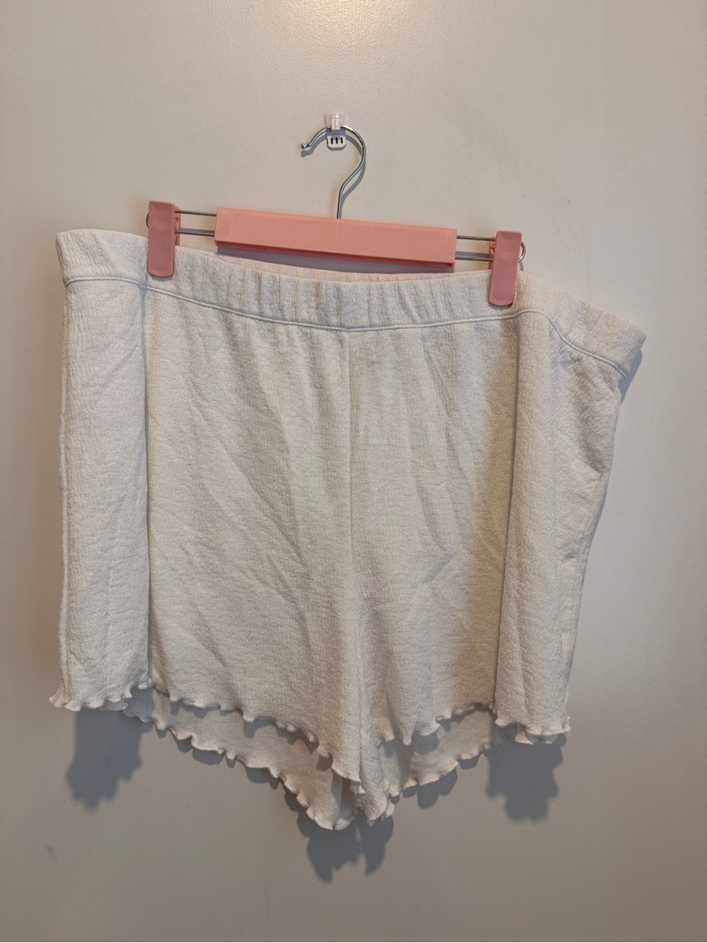 H&M Cream High Waist Ruffle-Hem Women's Shorts